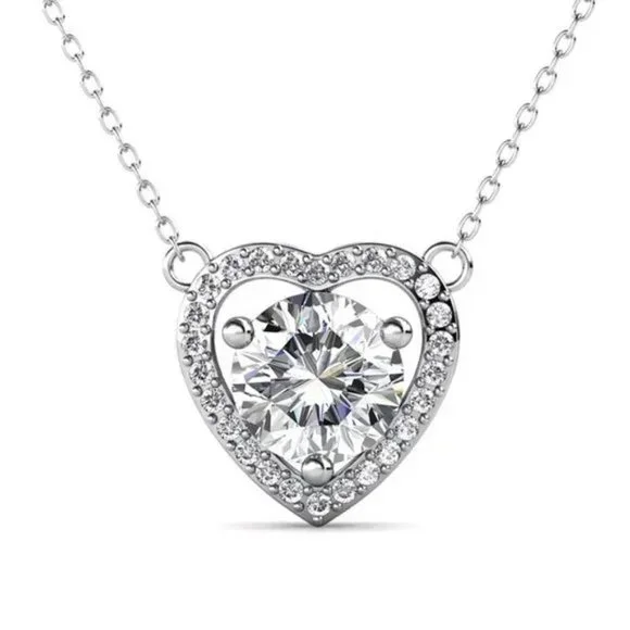 Certified 1ct. t.w.Moissanite Diamond Heart Necklace NEW